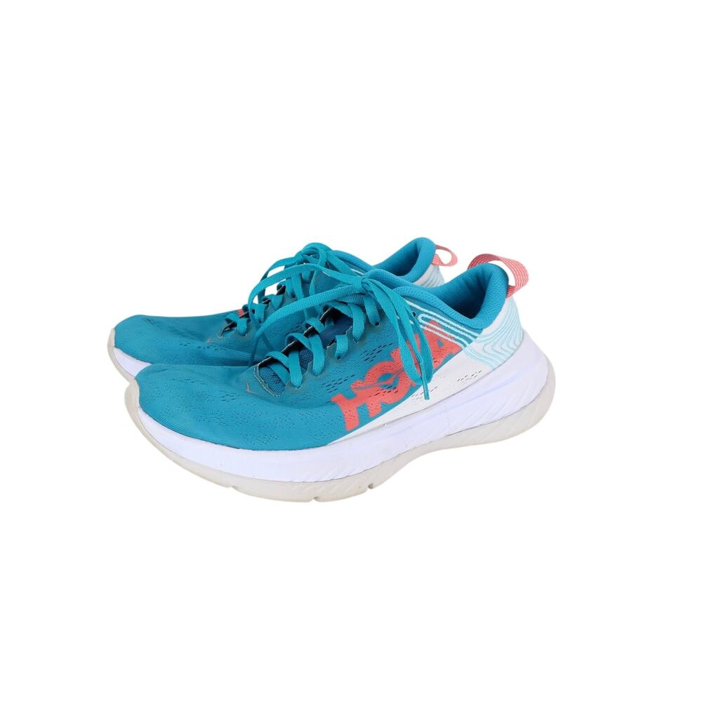 Hoka One Women's Carbon X Caribbean Sea White Pink Running Shoe US 7.5